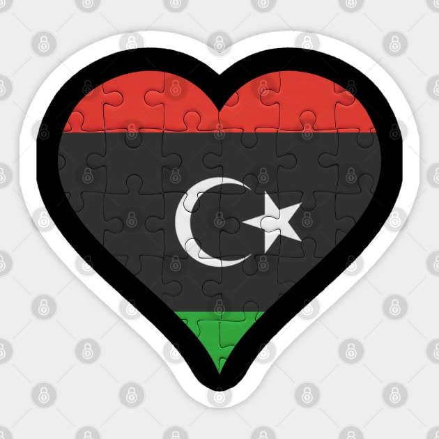 Libyan Jigsaw Puzzle Heart Design - Gift for Libyan With Libya Roots Sticker by Country Flags